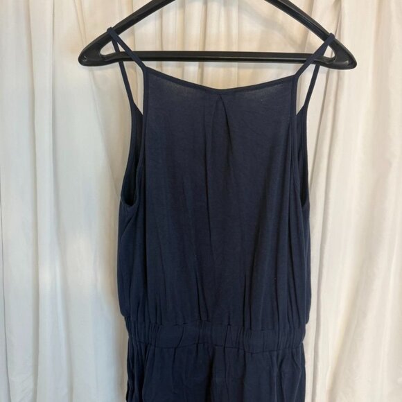Bluivy Navy Surplice Jersey Jumpsuit Adjustable Waist Tie & Pockets Small - Picture 8 of 10